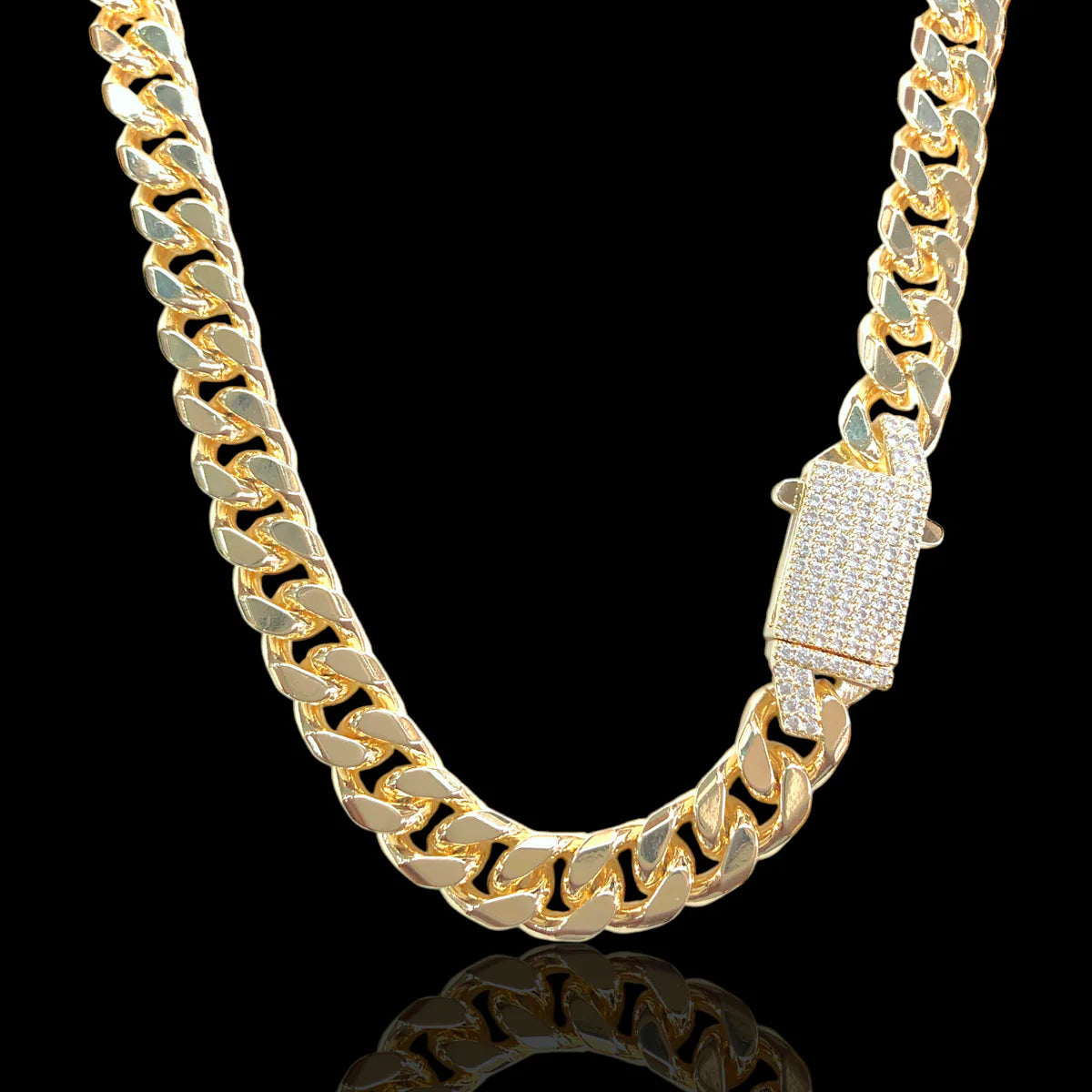 18KT GOLD FILLED 10MM MIAMI CUBAN CHAIN W/ CZ CLASP