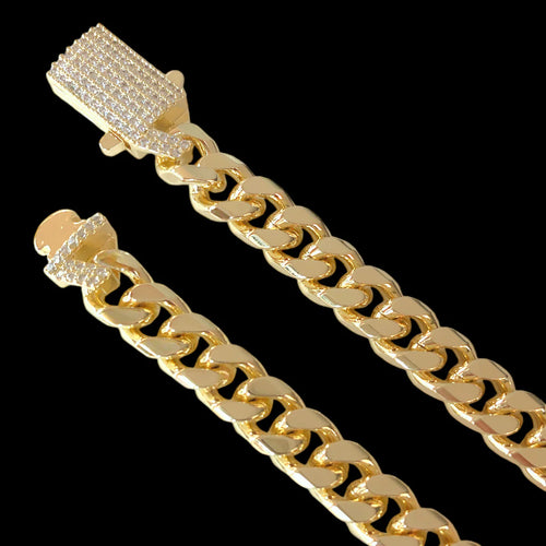 18KT GOLD FILLED 10MM MIAMI CUBAN CHAIN W/ CZ CLASP
