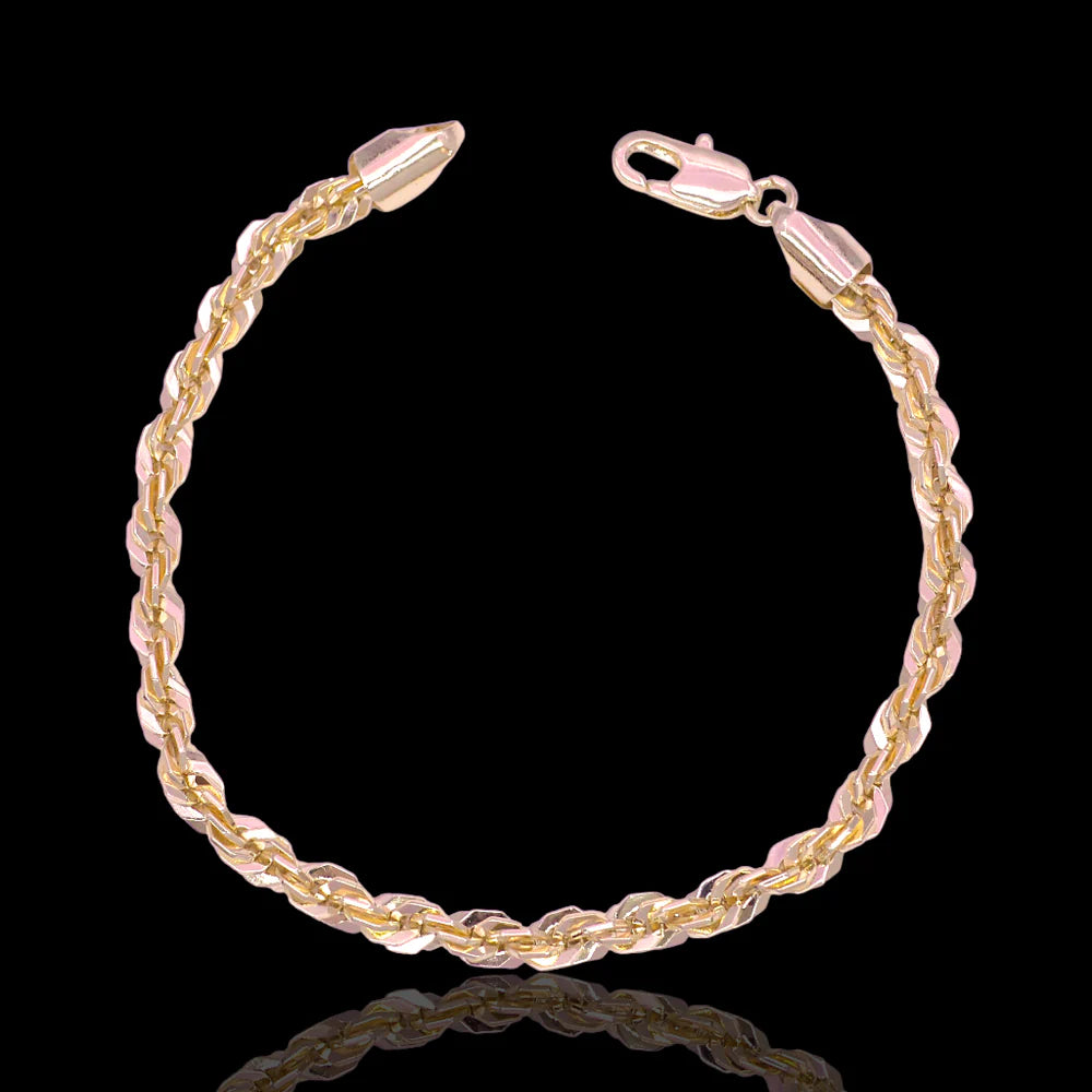 18k Plated Gold Florentine Rope Bracelet 5MM